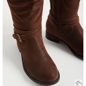 BROWN OIL SUEDE SIDE ZIP KNEE BOOT WW